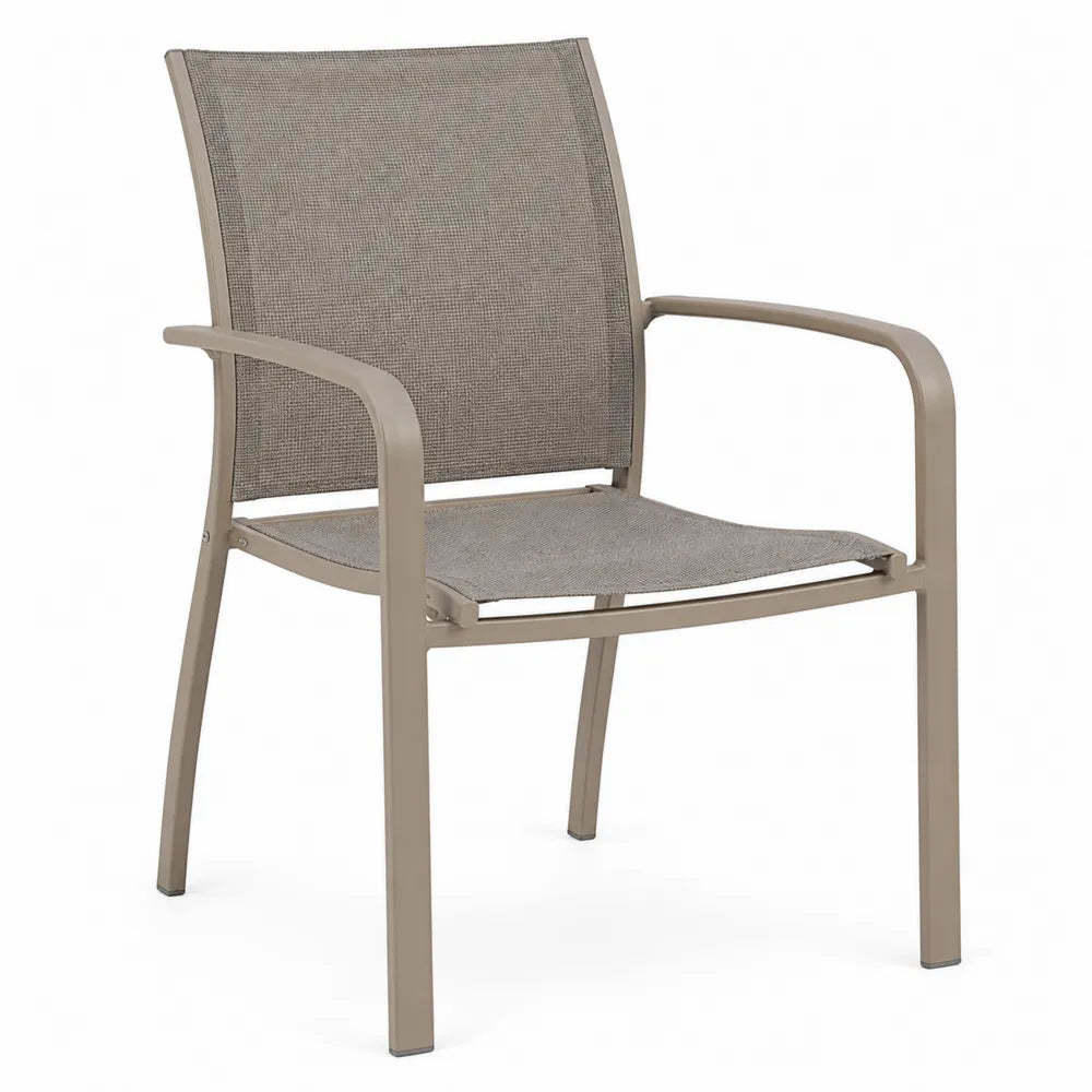 Gartenstuhl Armlehnstuhl Aluminium Textilene Bezug Beige 56x65x88 cm