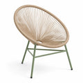 Gartenstuhl Lounge Sessel 75 x 70 x 85 cm Stahl Polyethylen Geflecht Grün Beige