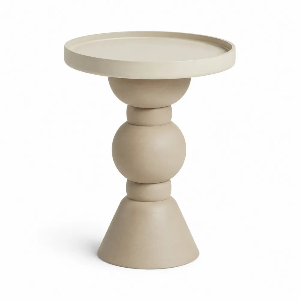 Beistelltisch rund MDF Beige mit Sockel 45x45x55 cm