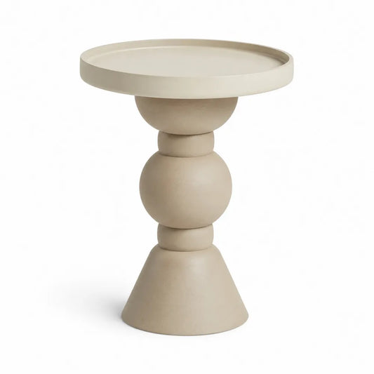 Beistelltisch rund MDF Beige mit Sockel 45x45x55 cm