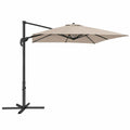 Ampelschirm 300 x 300 cm Polyester Beige mit Stahlmast und Kreuzfuß