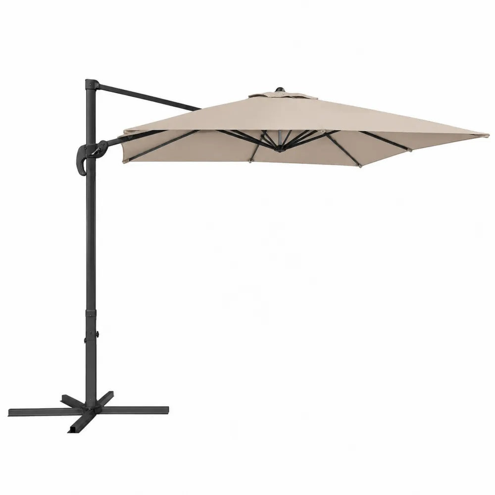 Ampelschirm 300 x 300 cm Polyester Beige mit Stahlmast und Kreuzfuß