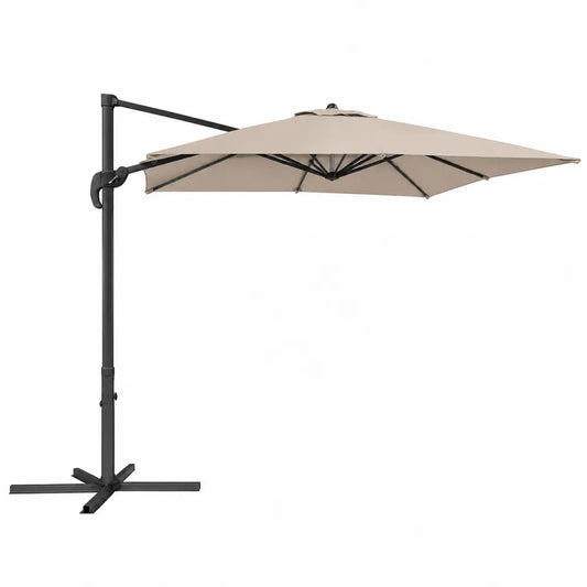 Ampelschirm 300 x 300 cm Polyester Beige mit Stahlmast und Kreuzfuß
