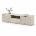 TV Lowboard 180 x 40 x 45 cm MDF Beige mit geriffeltem Frontdesign Türen und Schublade