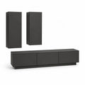 TV Wand Lowboard Set 240 x 40 x 150 cm MDF mit Hängeschränken Schwarz