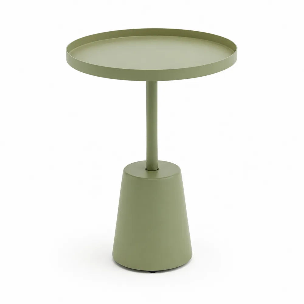 Beistelltisch rund 45 x 50 cm Stahl pulverbeschichtet Salbeigrün mit Tablettplatte