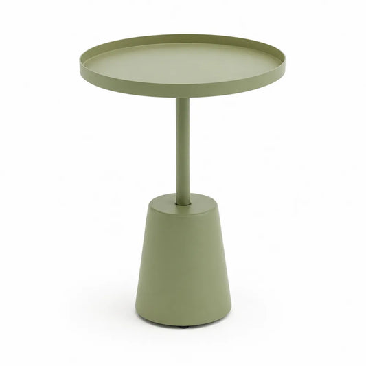 Beistelltisch rund 45 x 50 cm Stahl pulverbeschichtet Salbeigrün mit Tablettplatte