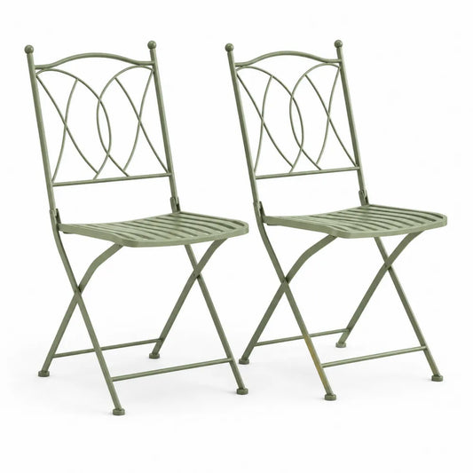 Gartenstuhl 2er Set Klappstuhl Stahl Latten Sitzfläche Grün 46x52x89 cm