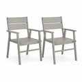 Gartenstuhl 2er Set Armlehnstuhl 56 x 60 x 85 cm Aluminium Grau mit Lattenstruktur