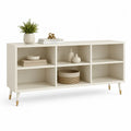 TV Lowboard mit 6 offenen Fächern MDF Weiß 180x40x65 cm