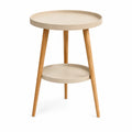 Beistelltisch 45 cm rund MDF Eschenholz Beige Natur mit 2 Ablageflächen