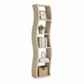 Bücherregal 40 x 30 x 180 cm MDF Standregal Beige mit geschwungenem Rahmen Rechteckig