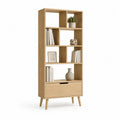 Bücherregal Standregal mit Schublade MDF Natur Holzdekor 80x35x180 cm