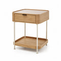 Beistelltisch mit Schublade MDF Holzdekor Natur Weiß 60x40x60 cm