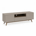 TV Lowboard 180 x 40 x 50 cm MDF Beige mit Schublade Türen offenem Fach und Holzbeinen