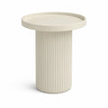 Beistelltisch rund 45 x 50 cm MDF Creme Weiß mit Rillenstruktur und erhöhter Tischplatte
